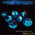 Bescon Super Glow in the Dark Nebula Glitter Polyhedral Dice Set DEEP SPACE, Northern Light Dice Glowing Novelty DND Game Dice